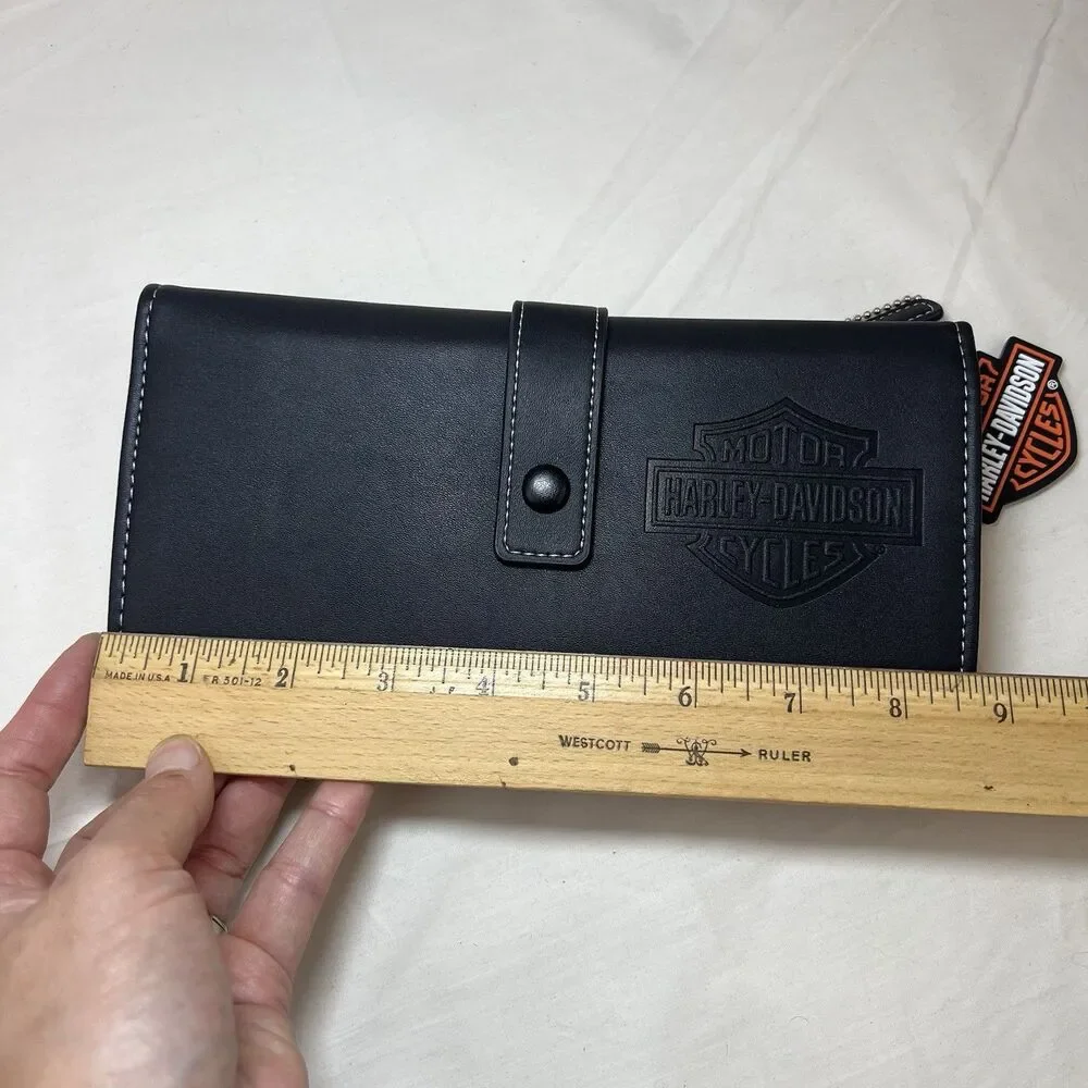 New Harley-Davidson Leather Travel Tech Tri-fold Organizer Mens Wallet